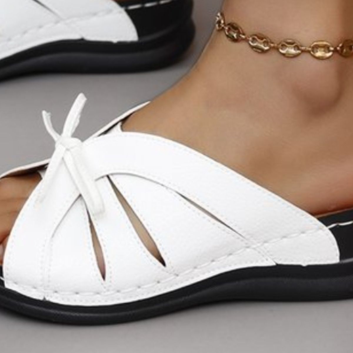 Sandals - Tied Open Toe Low Heel