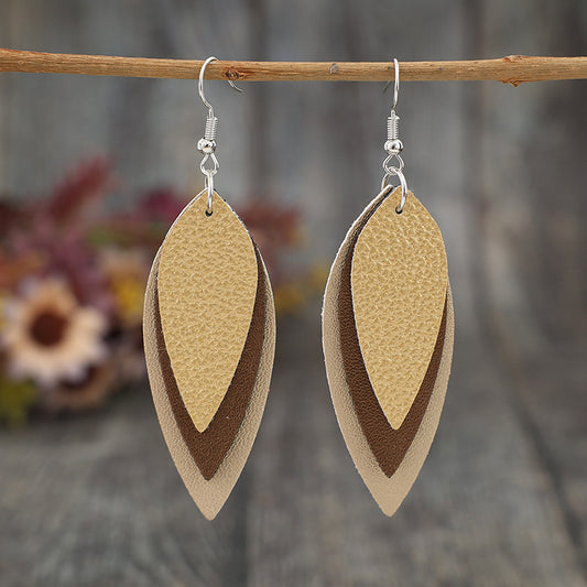 Earrings - Textured Leaf Faux Leather