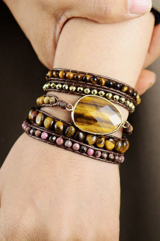 Bracelet - Beaded Tigers Eye Natural Stone