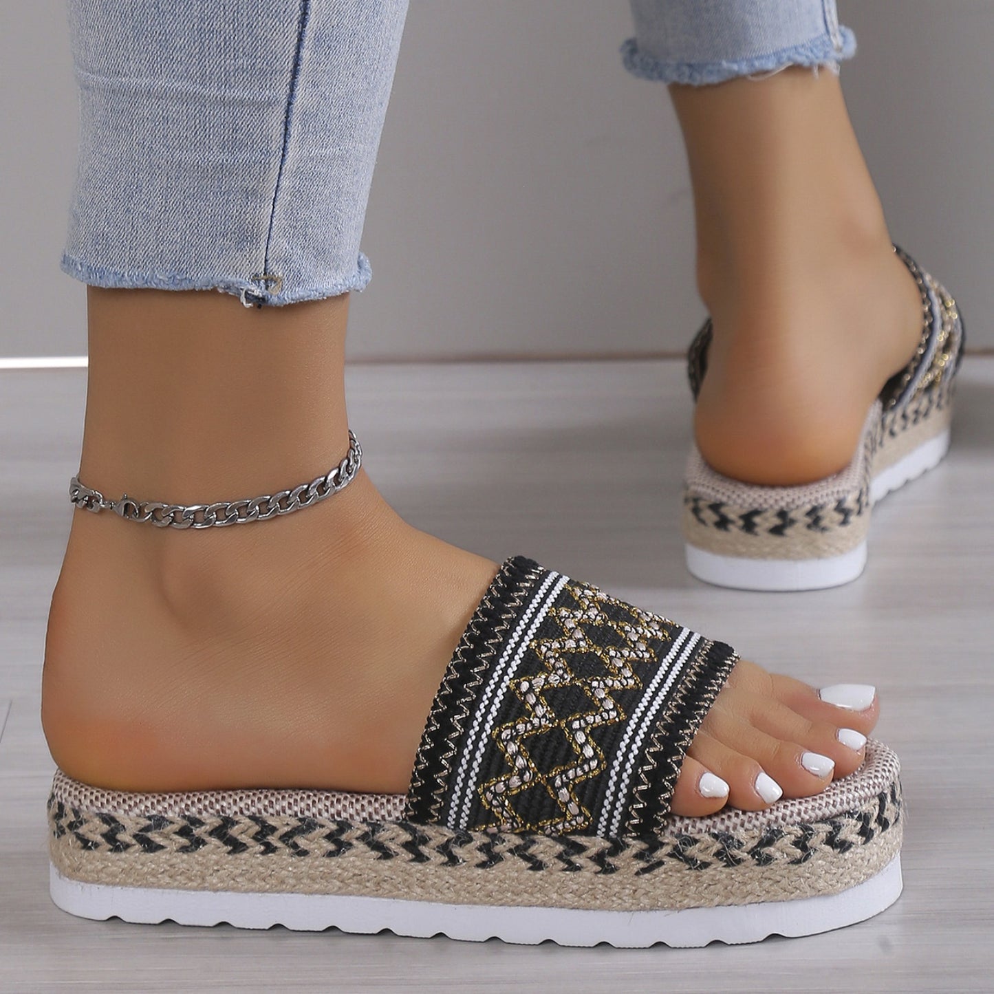 Sandals - Geometric Weave Platform