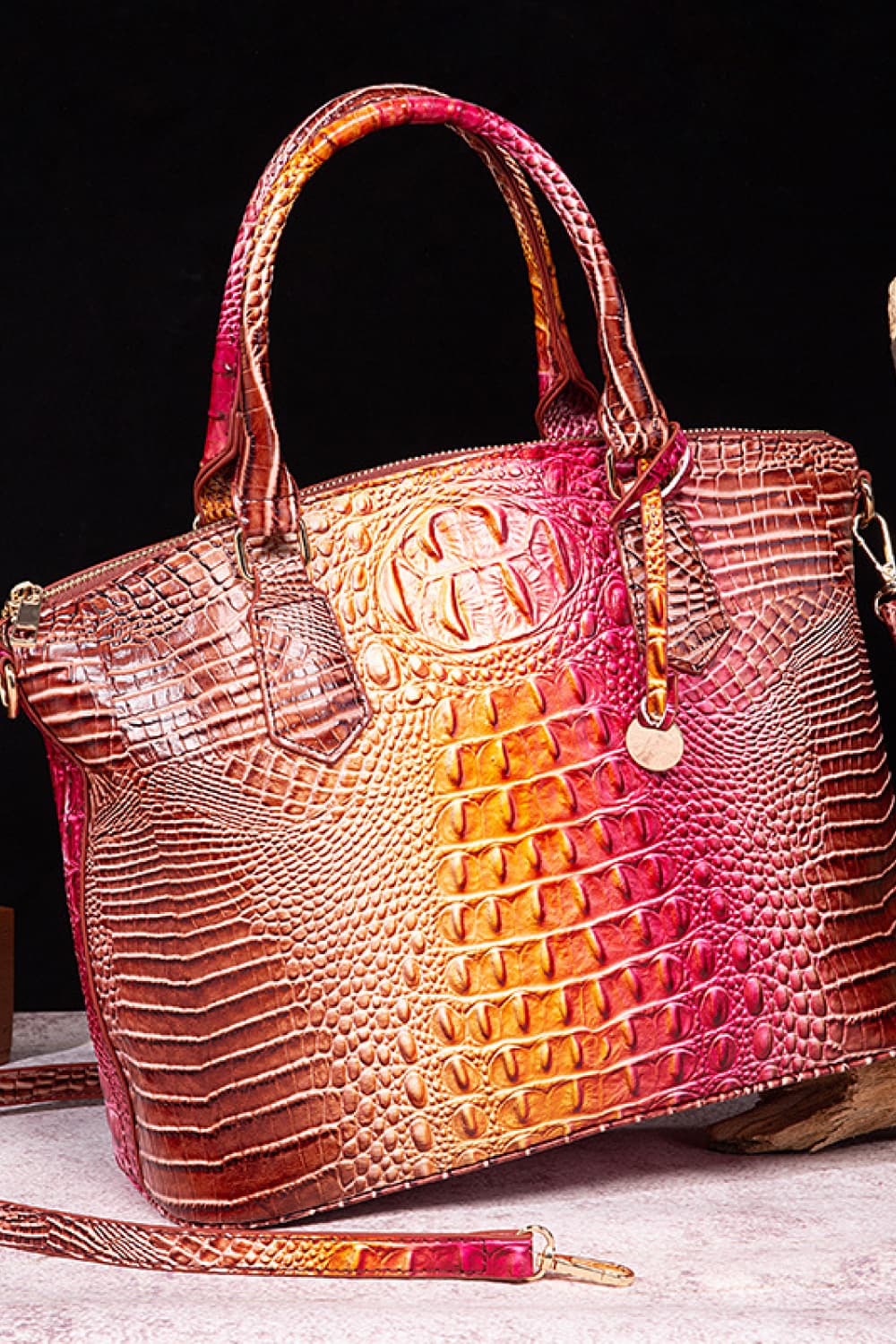 Crocodile Embossed Multi-Gradient Handbag