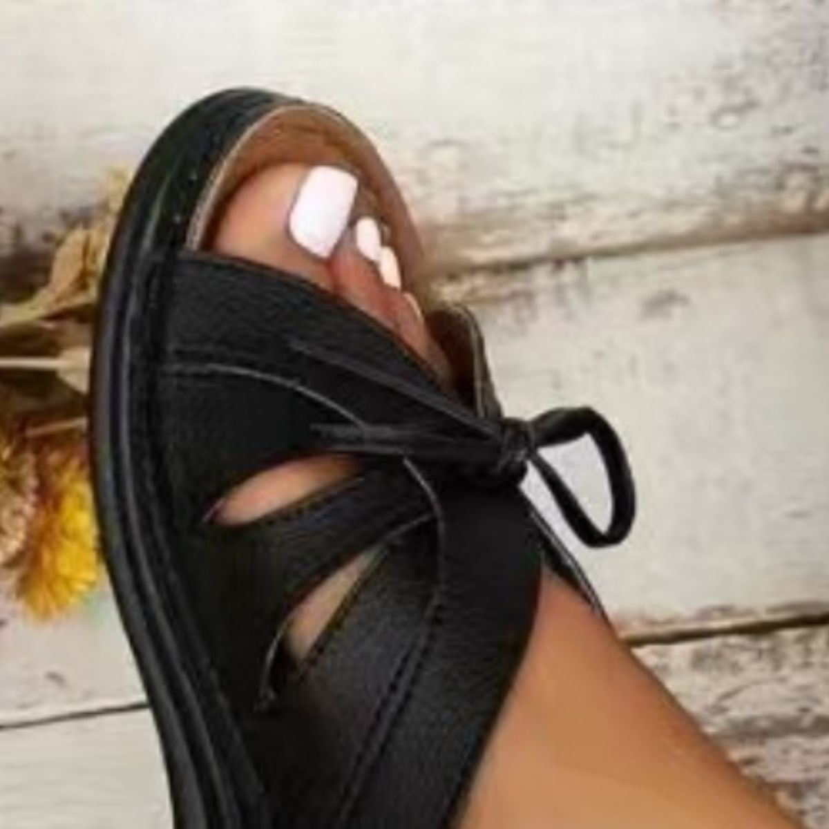 Sandals - Tied Open Toe Low Heel