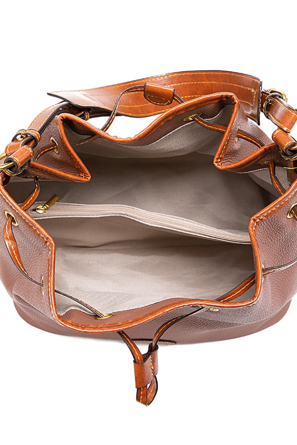 Modern Vegan Leather Drawstring Bucket Bag