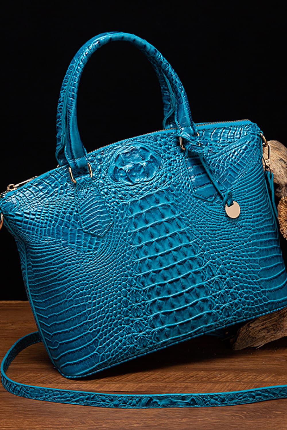 Crocodile Embossed Dome Handbag