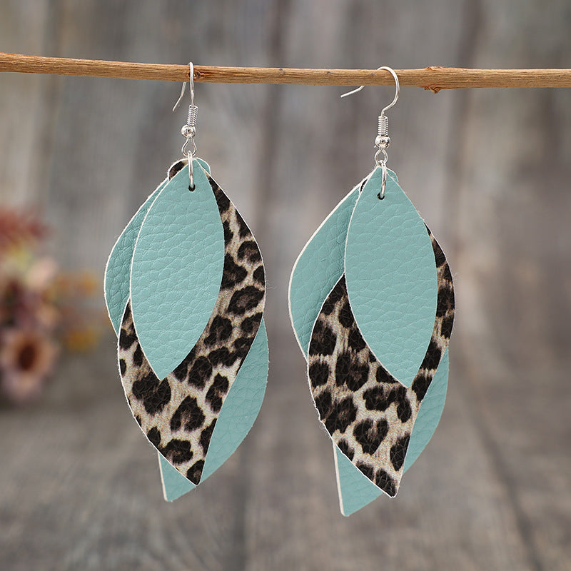 Earrings - Textured Leaf Leopard Print