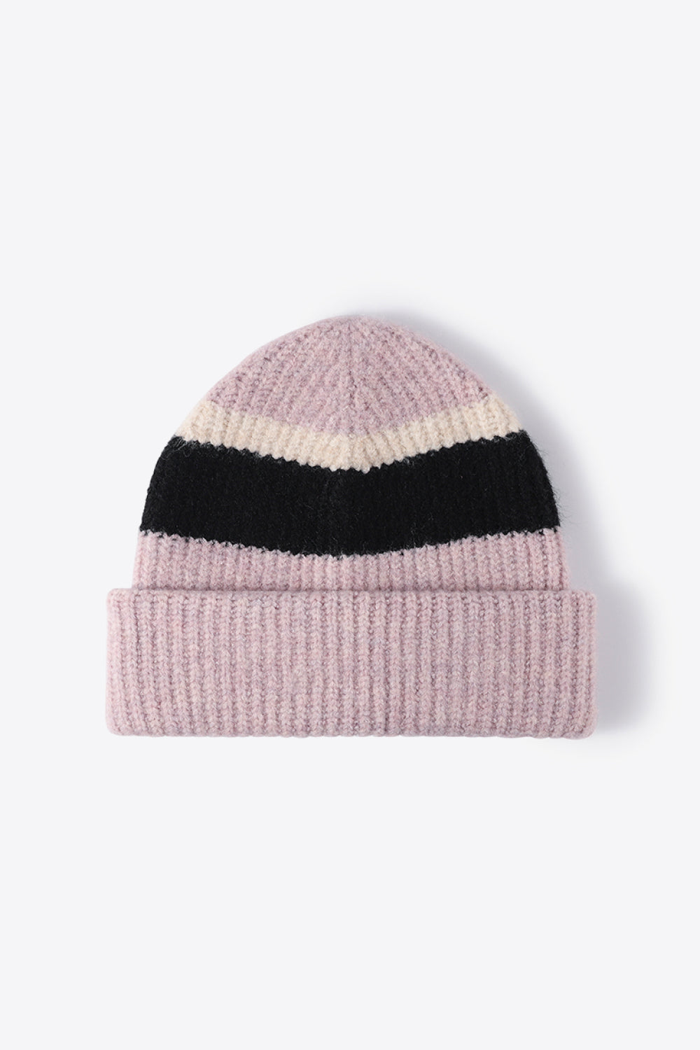 Beanie - Tricolor Rib Knit Cuff