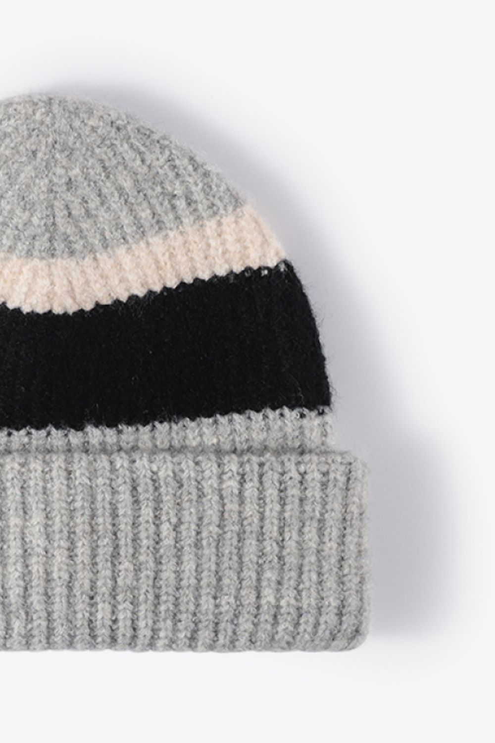 Beanie - Tricolor Rib Knit Cuff