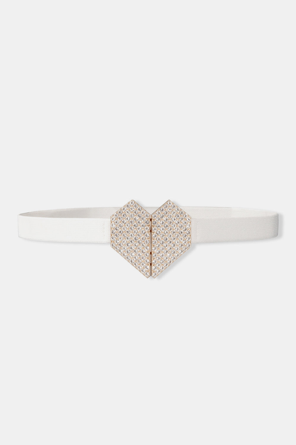 Belt - Rhinestone Heart Buckle Elastic Belt