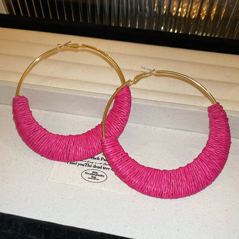 Earrings - Handmade Grass Vine Hoop