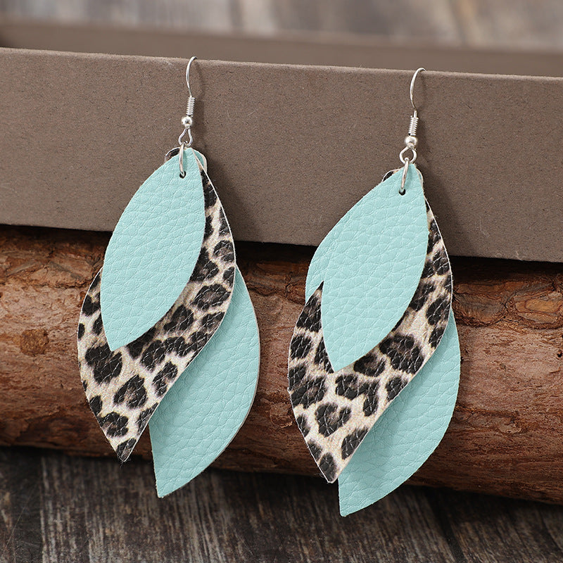 Earrings - Textured Leaf Leopard Print