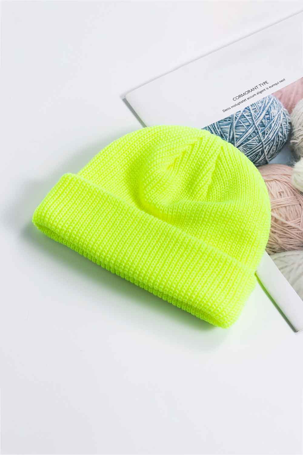 Beanie - Solid Color Rib-Knit Cuff