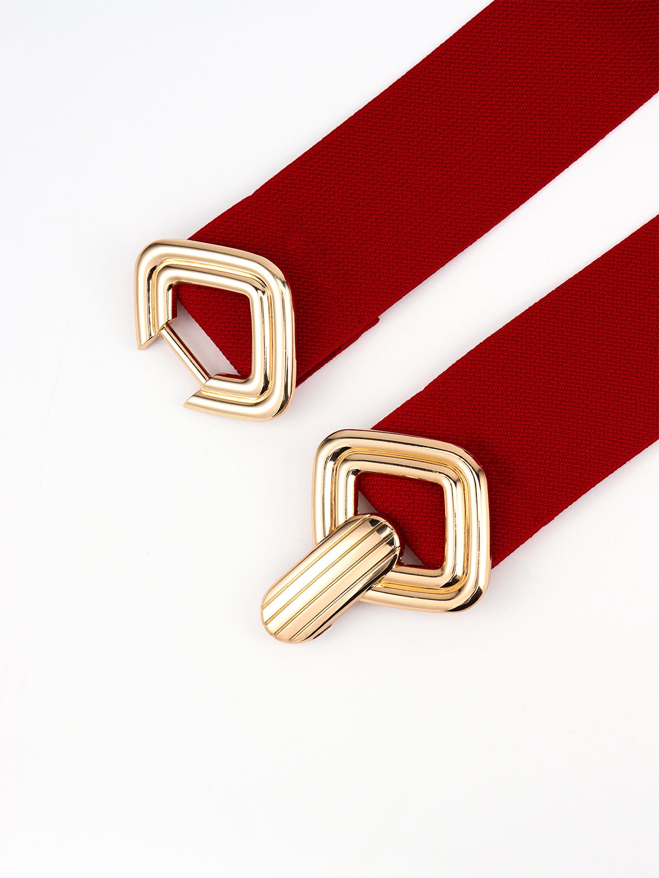 Belt - Wide Elastic w/ Geometric Buckle