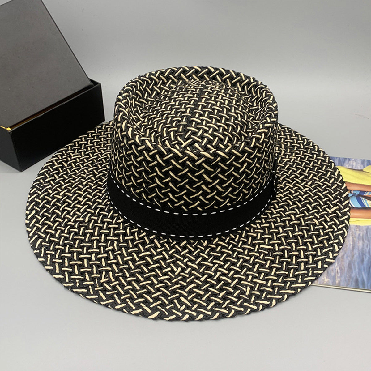 Capri Boater - Wide Brim Straw Weave