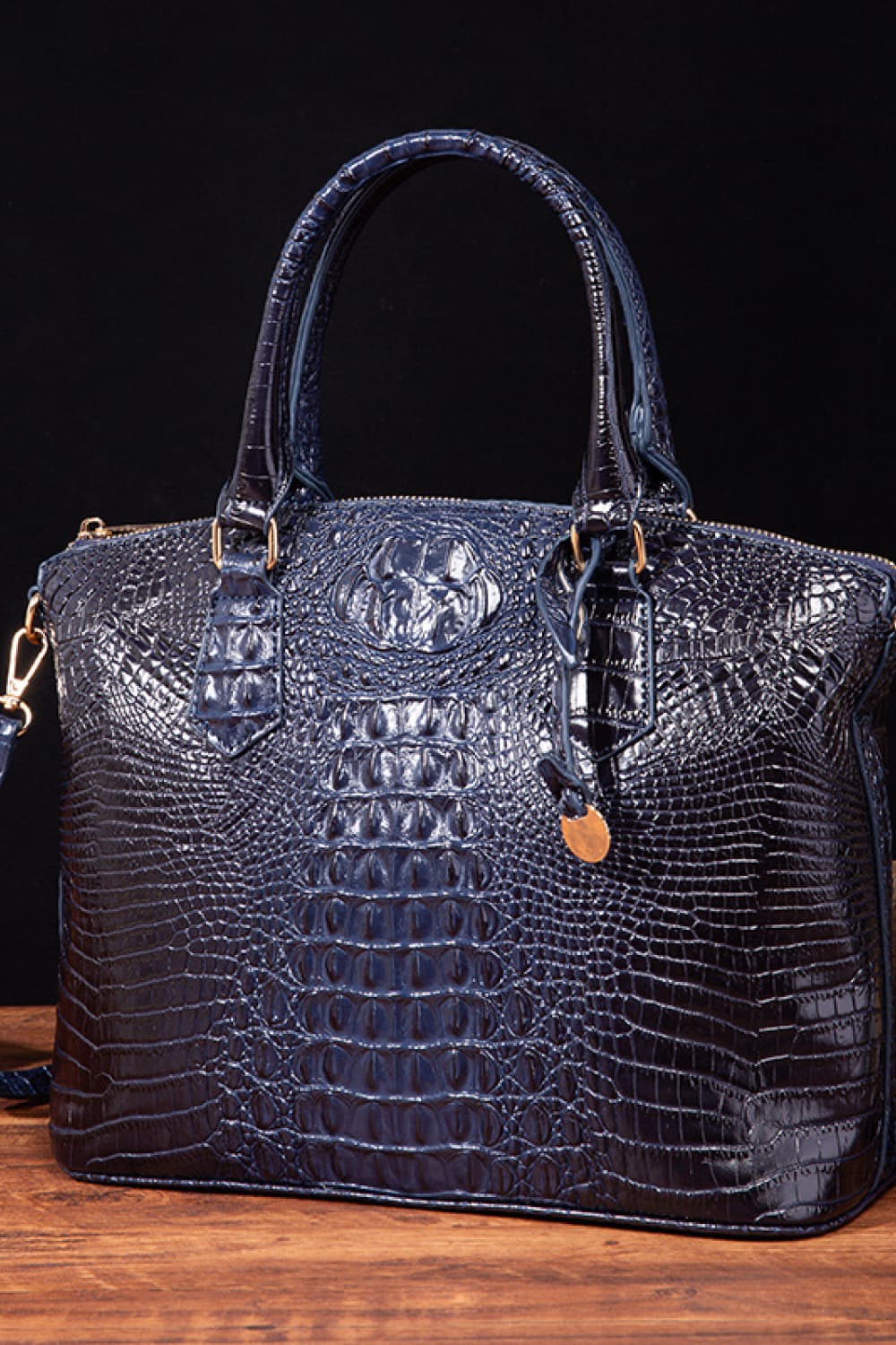 Crocodile Embossed Dome Handbag