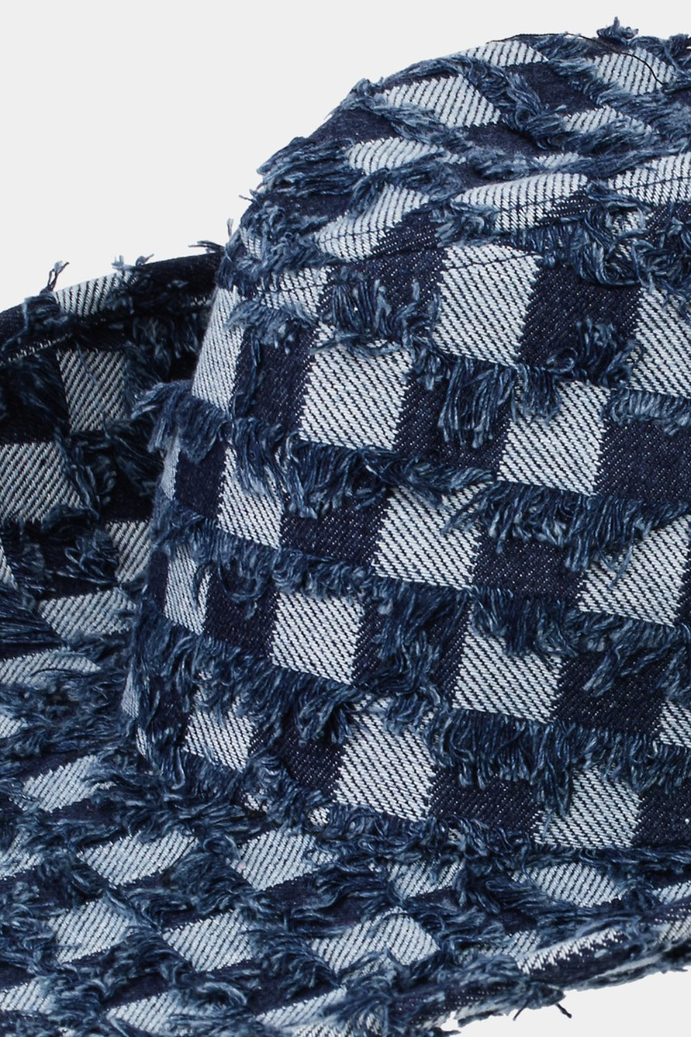 Cowboy Hat - Strap Fringe Denim Checker