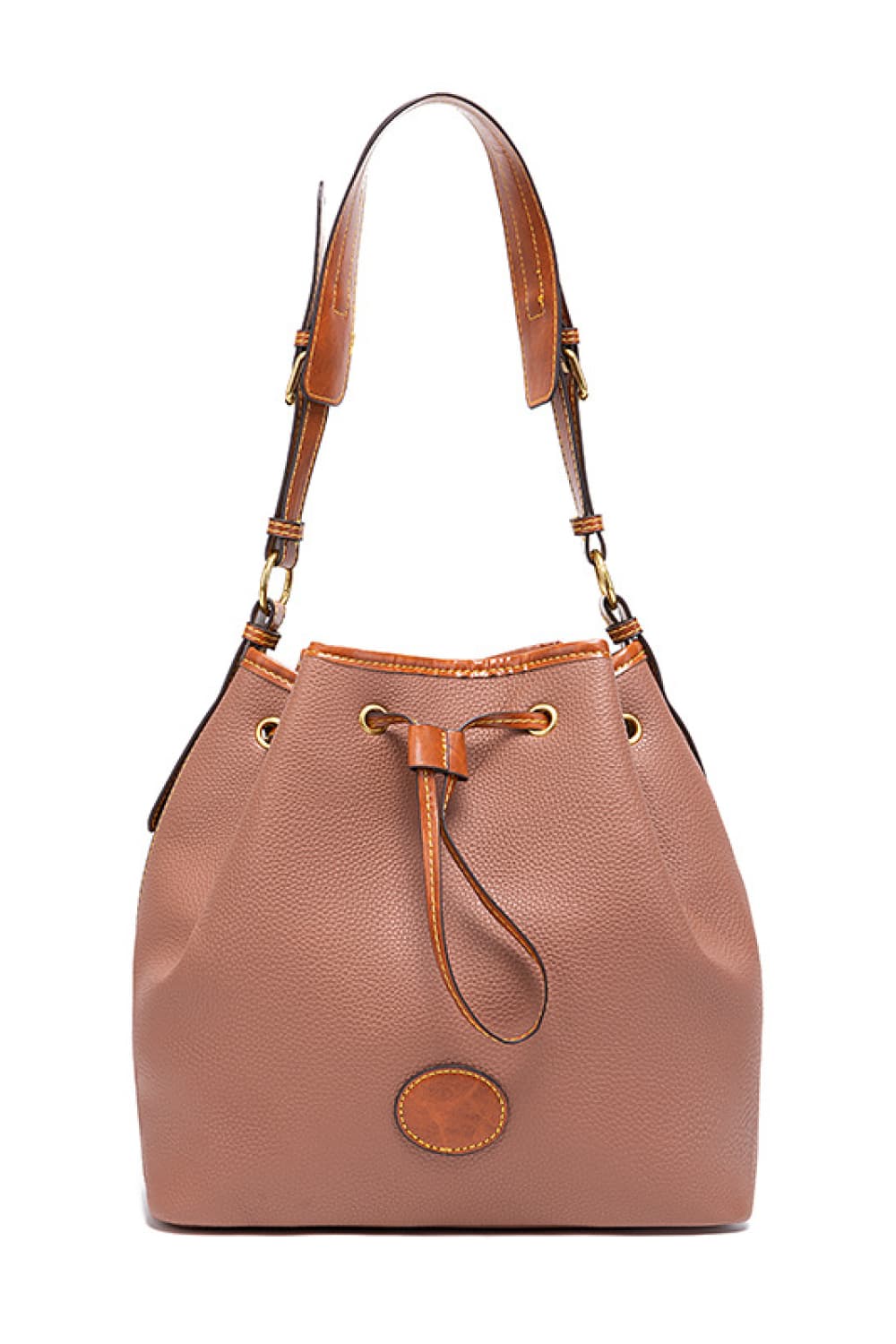 Modern Vegan Leather Drawstring Bucket Bag