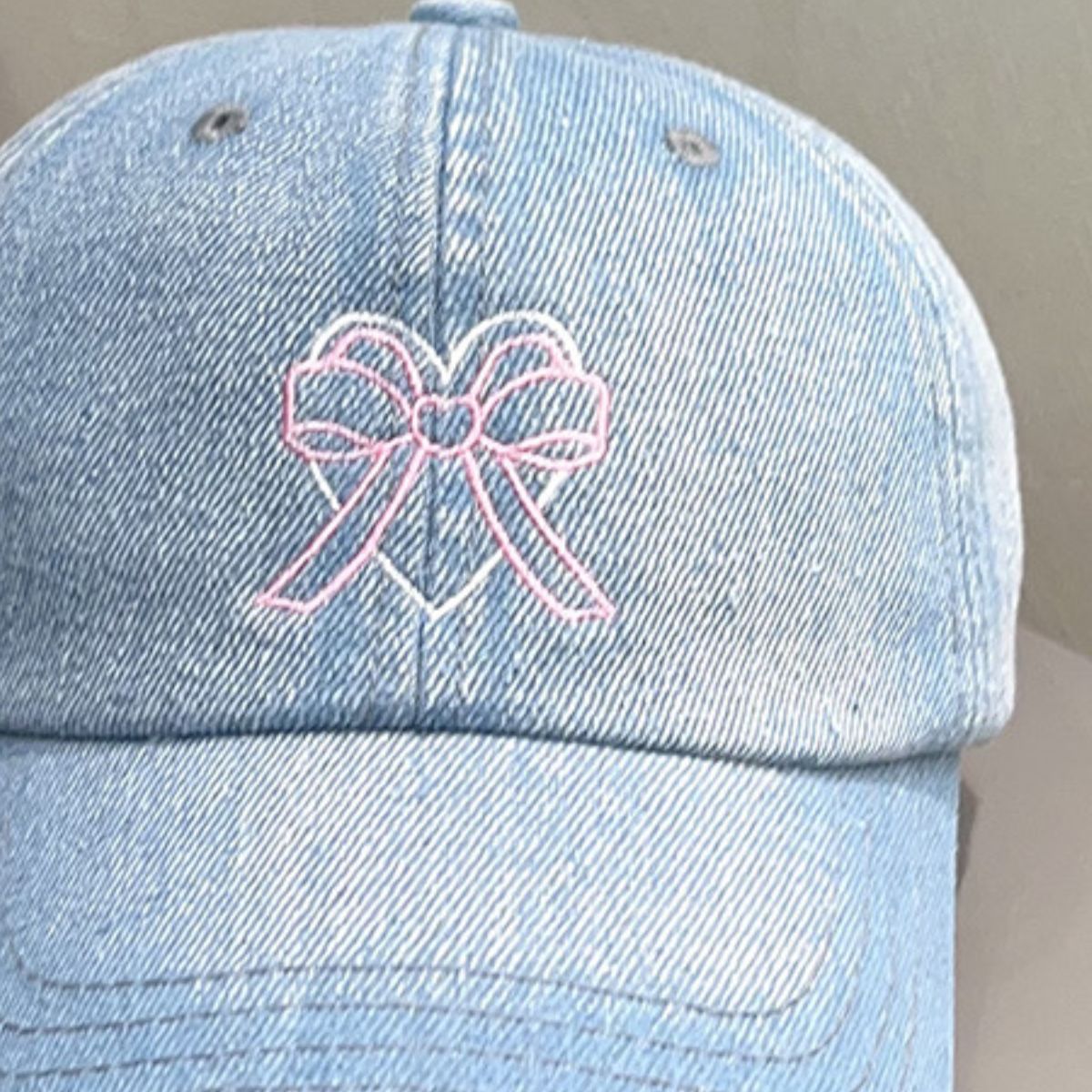 Baseball Cap - Distressed Washed Bow-Heart