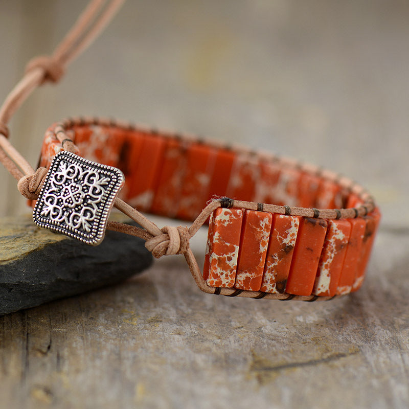 Bracelet - Rectangular-Cut Natural Stone