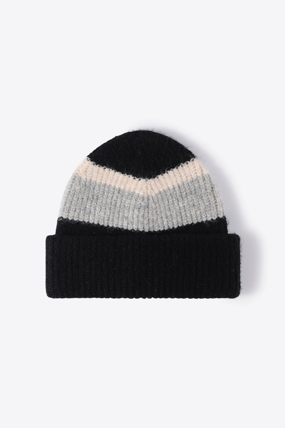 Beanie - Tricolor Rib Knit Cuff