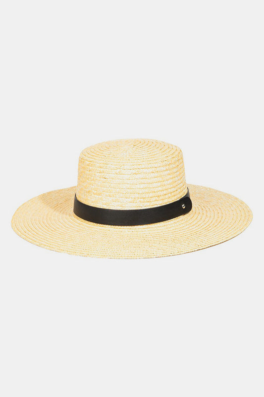 Sun Hat - Flat Brim Straw Weave Hat