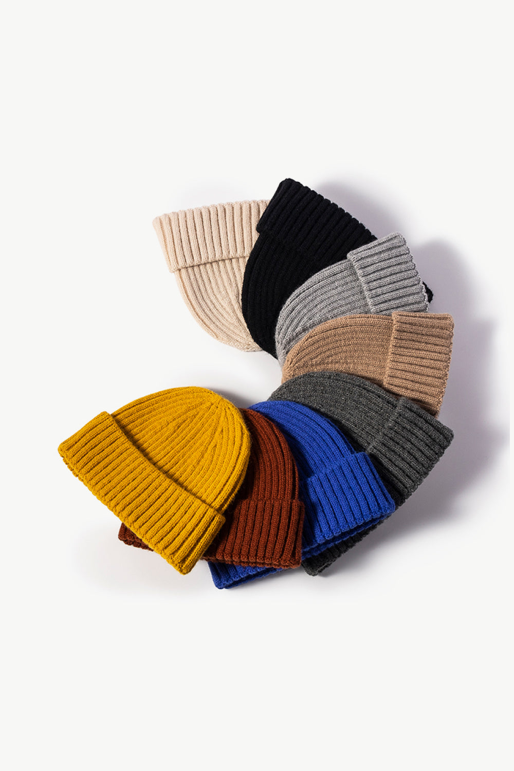 Beanie - Solid Color Rib-Knit Cuff