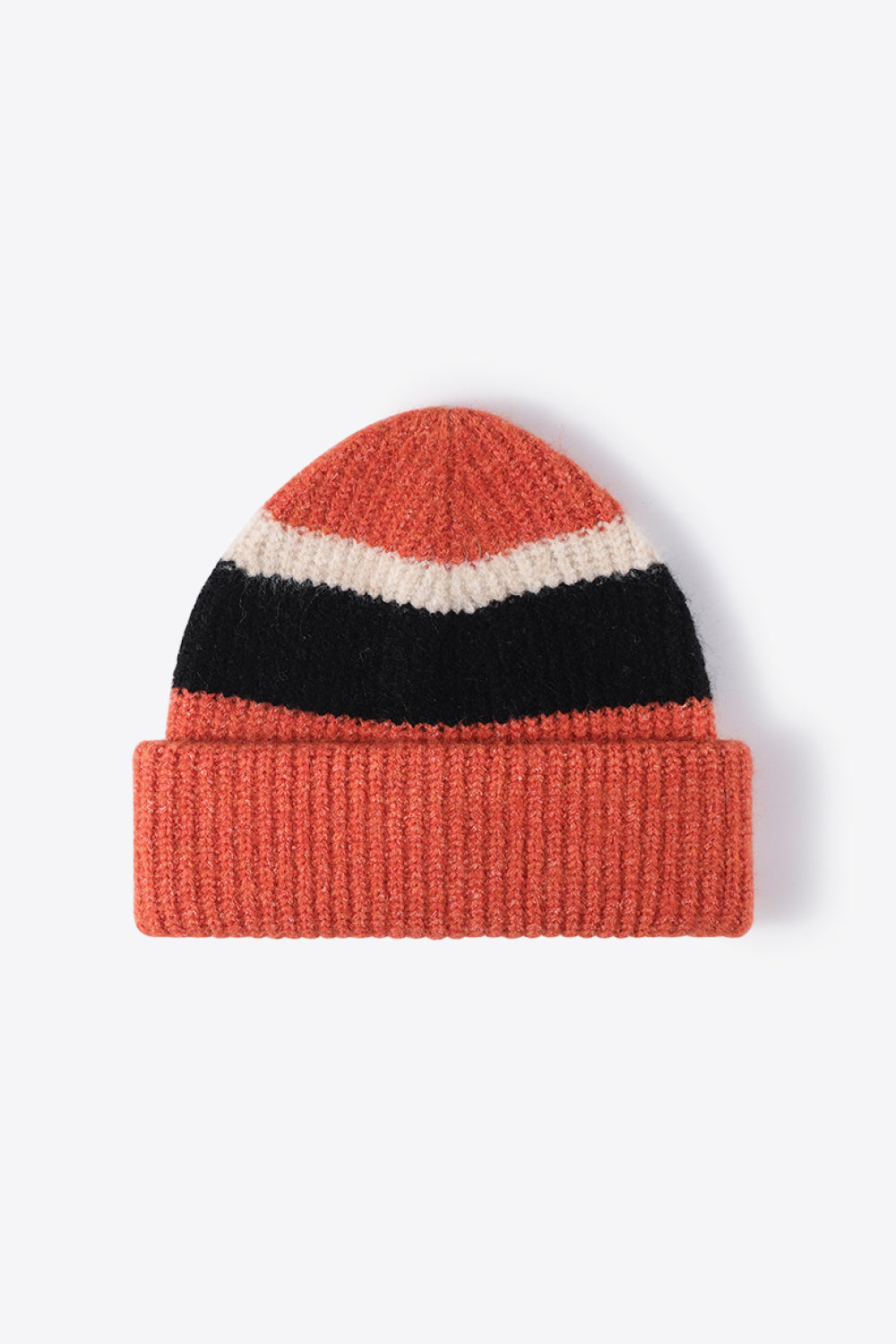 Beanie - Tricolor Rib Knit Cuff