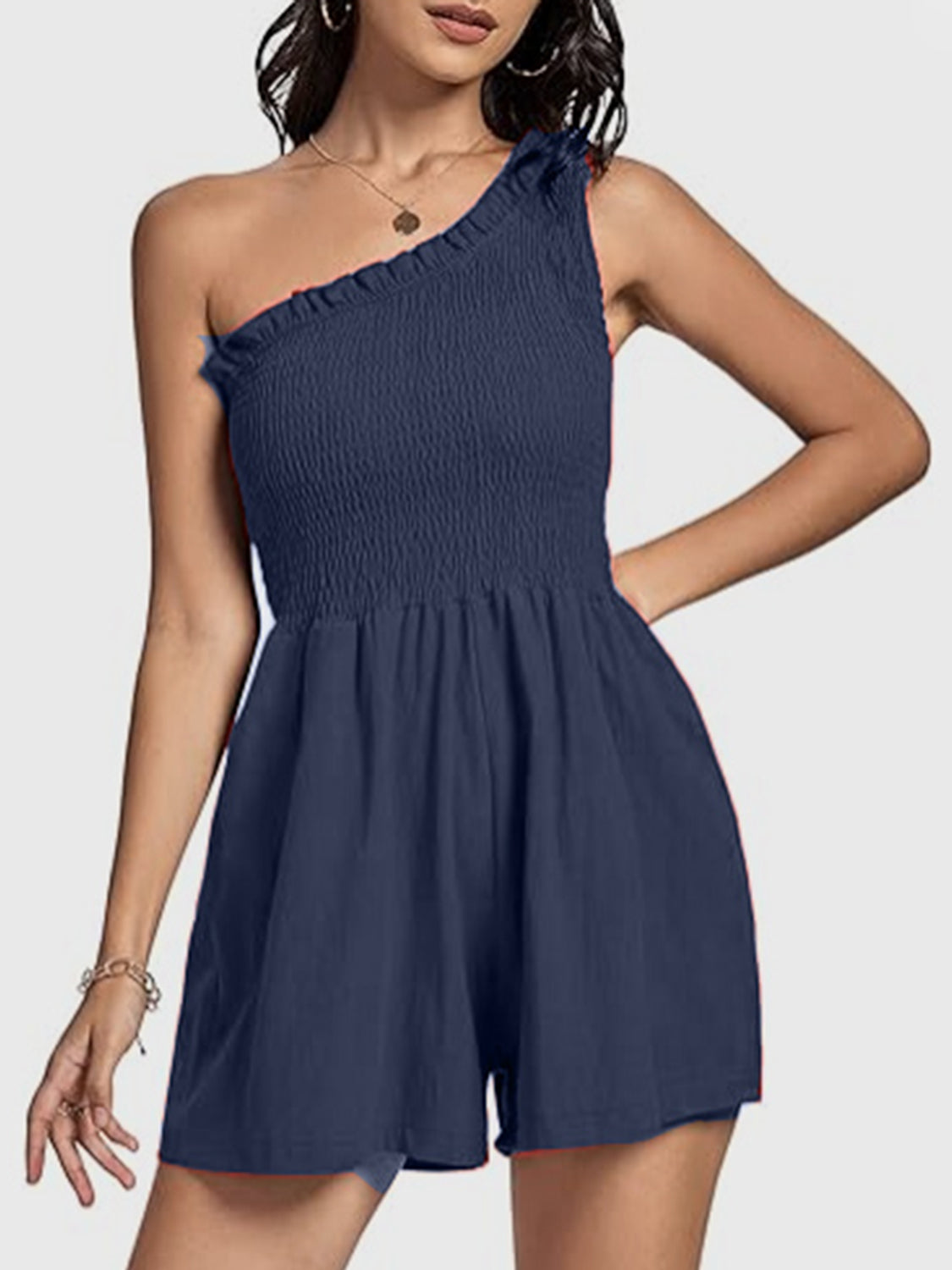 Romper - Smocked Single Shoulder