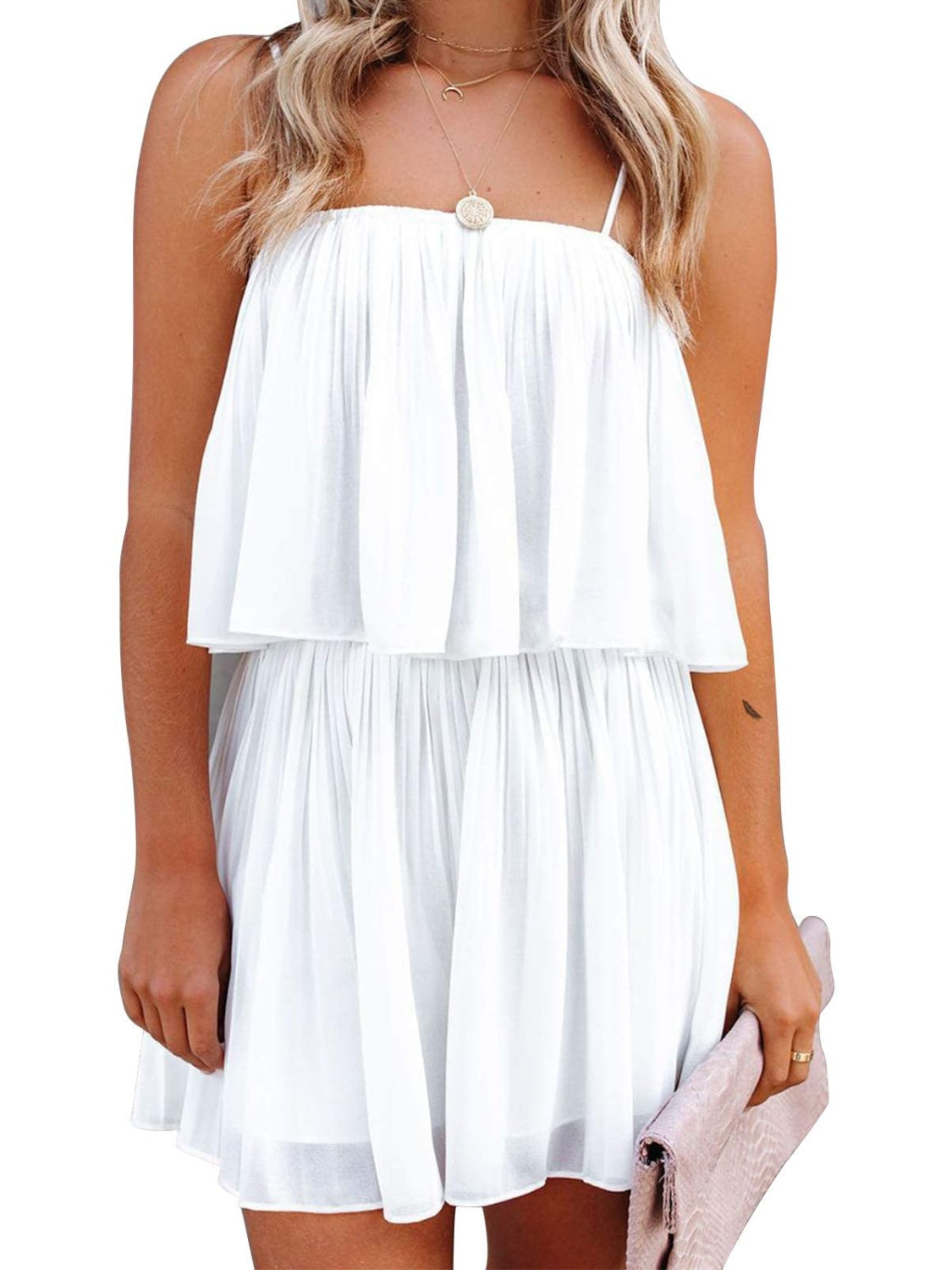 Romper - Ruched Spaghetti Strap