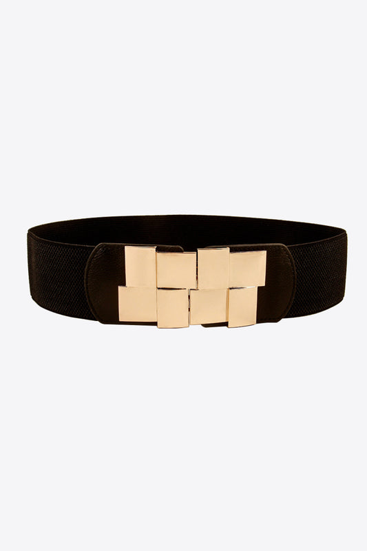 Belt - Geometric Buckle Elastic Wide Belt