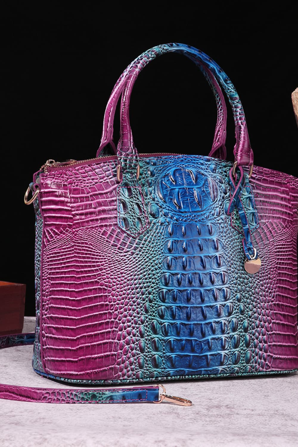 Crocodile Embossed Multi-Gradient Handbag