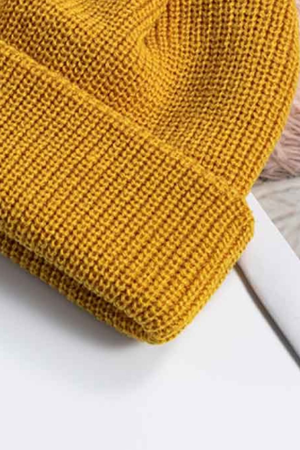 Beanie - Solid Color Rib-Knit Cuff