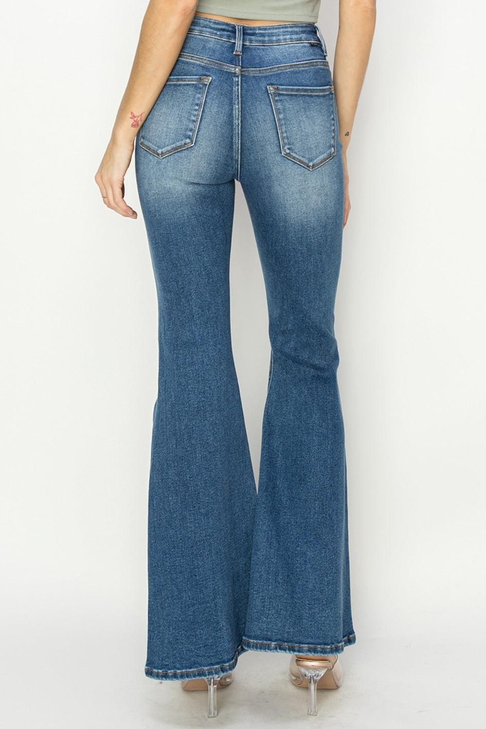 Full-Size High-Rise Front Seam Flare Jeans