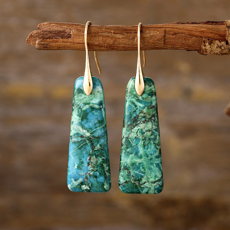 Earrings - 18K Gold-Plated Natural Stone