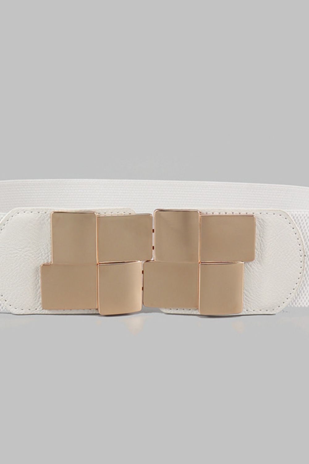 Belt - Geometric Buckle Elastic Wide Belt