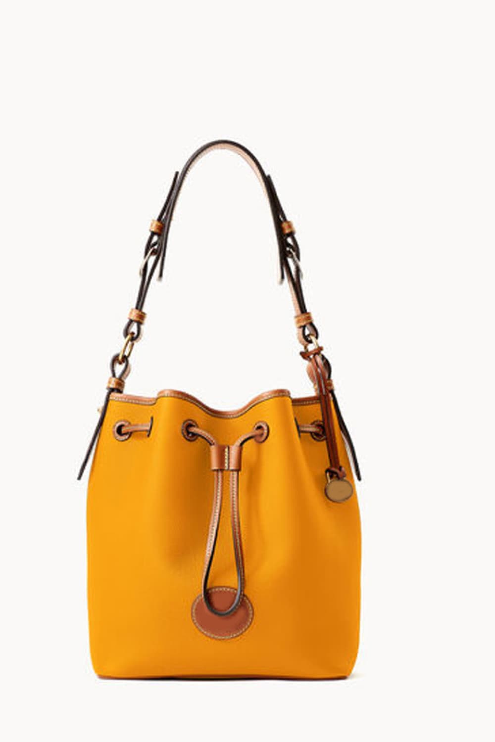 Modern Vegan Leather Drawstring Bucket Bag