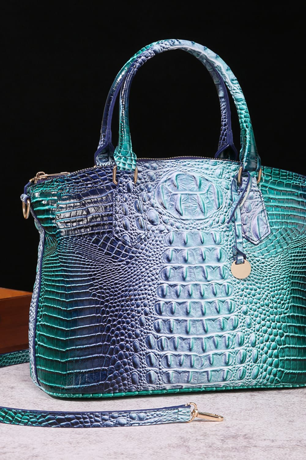 Crocodile Embossed Multi-Gradient Handbag