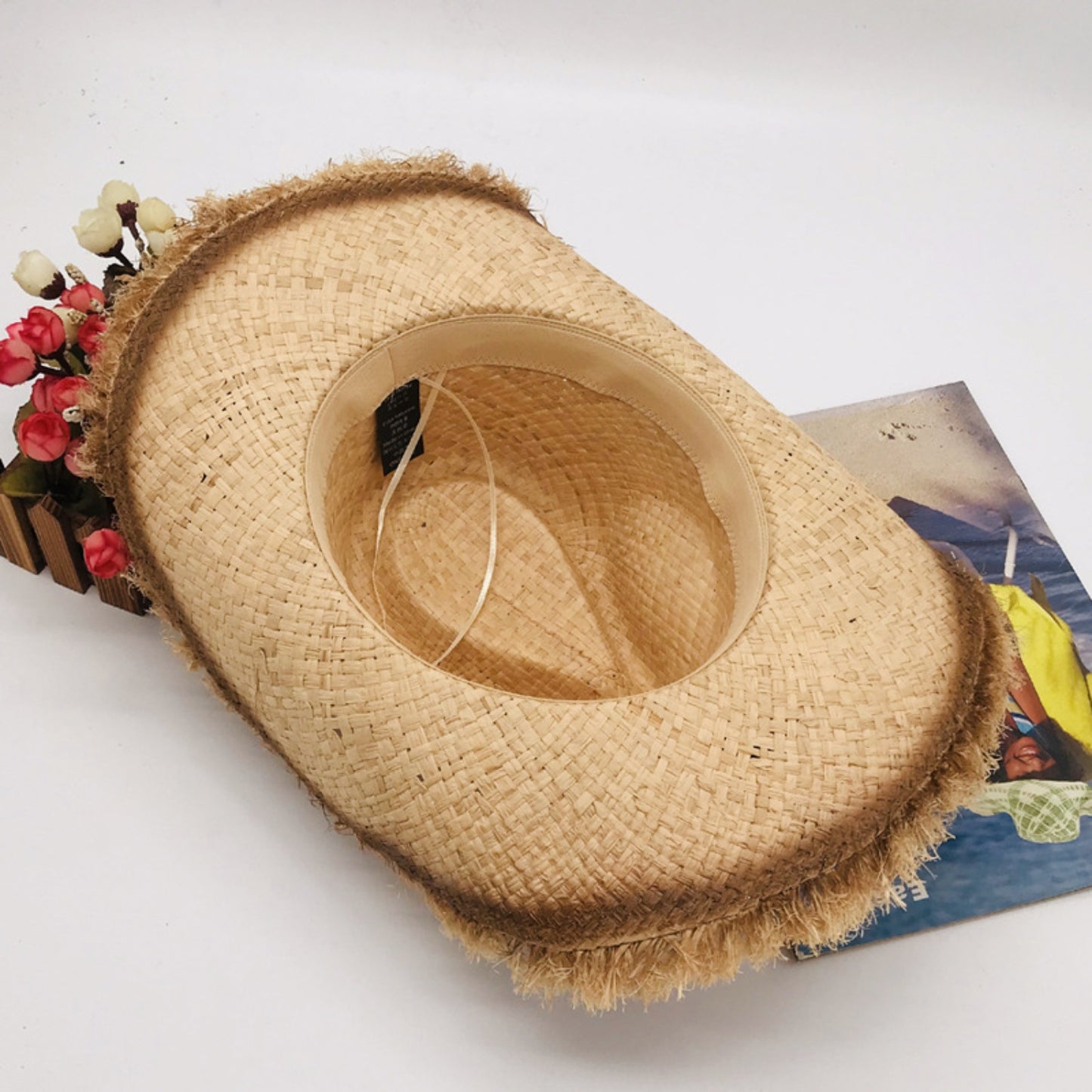 Cowboy Hat - Fringe Brim Straw Woven