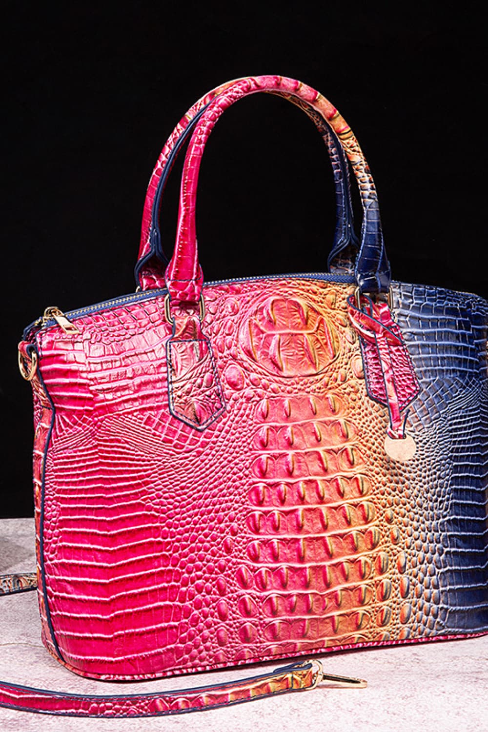 Crocodile Embossed Multi-Gradient Handbag