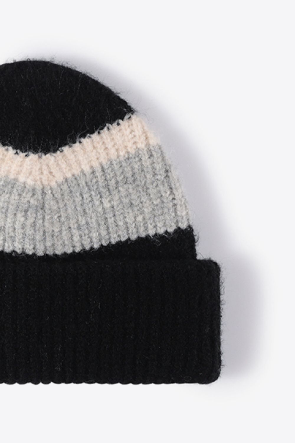 Beanie - Tricolor Rib Knit Cuff