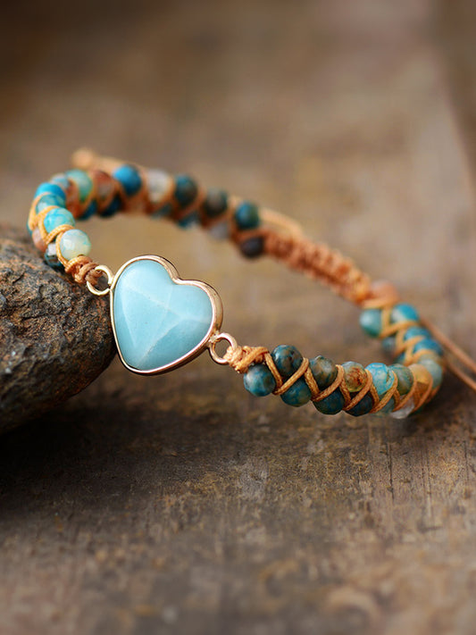 Bracelet - Handmade w/Heart Shape Stone