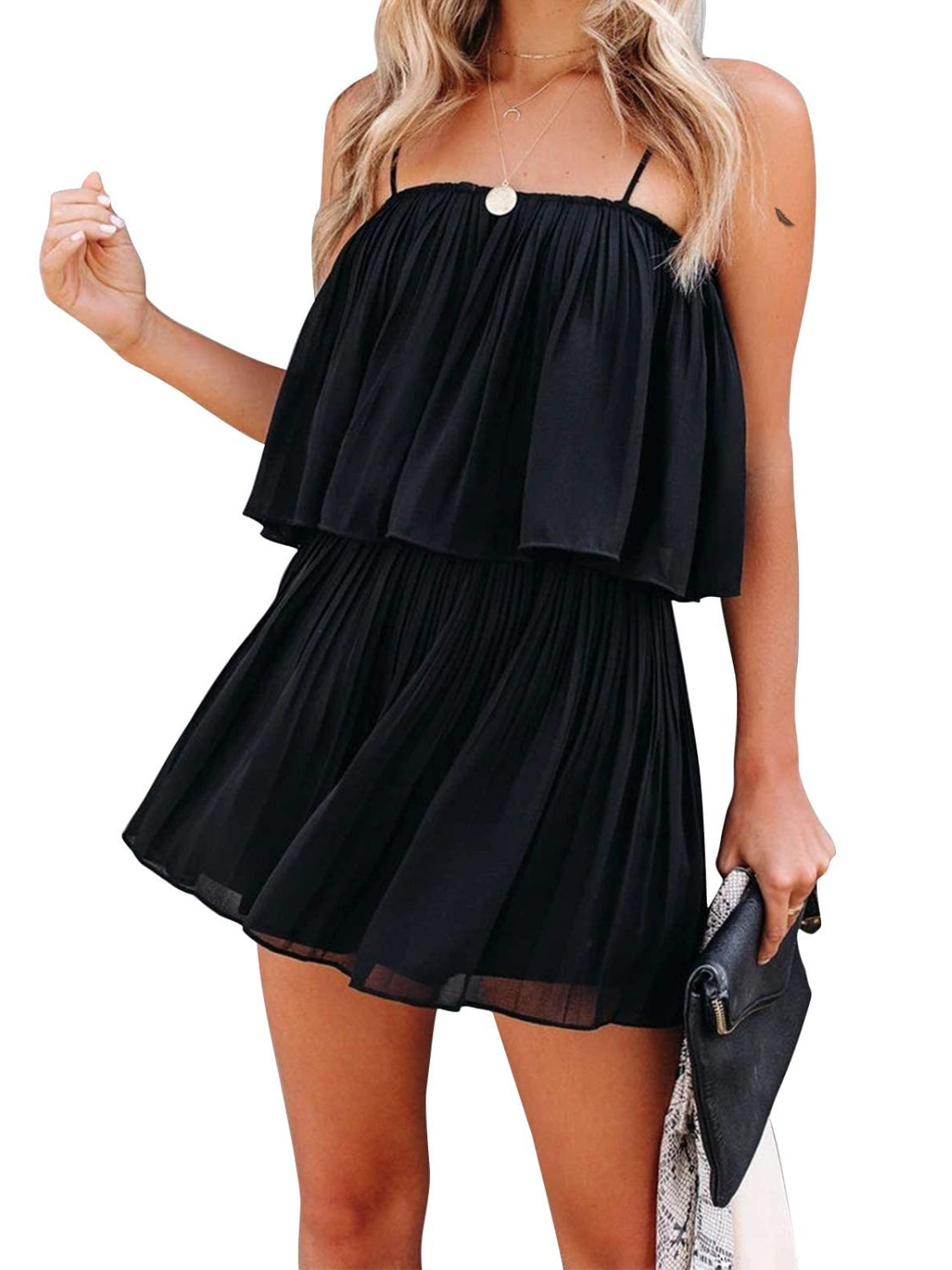 Romper - Ruched Spaghetti Strap