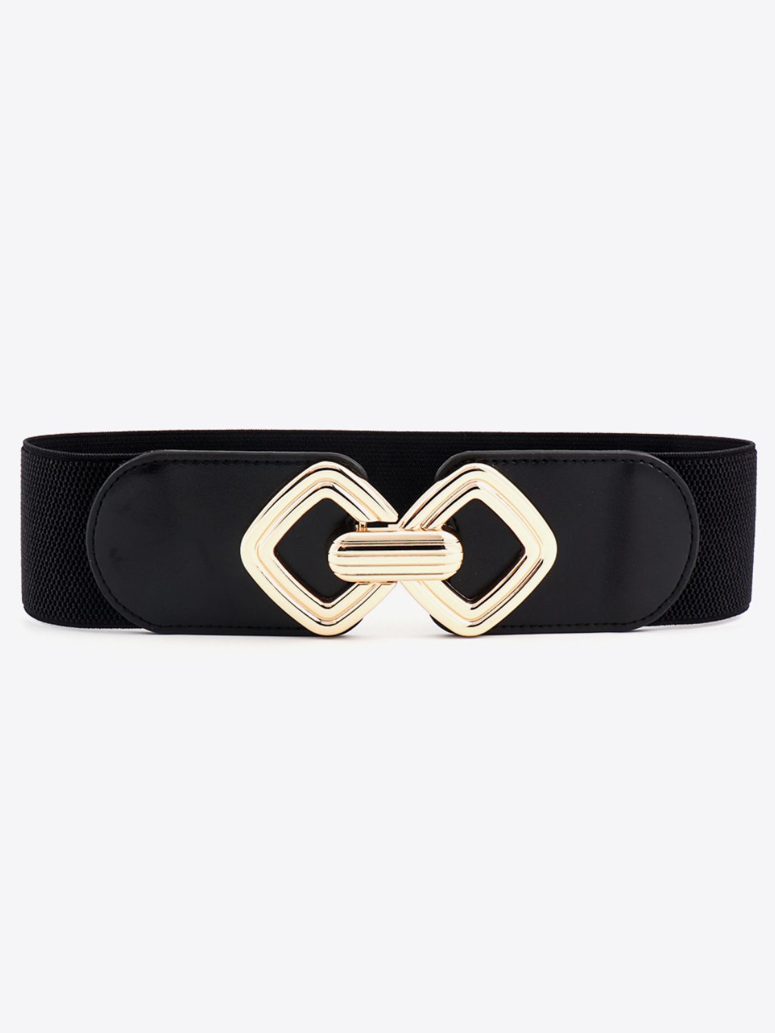 Belt - Wide Elastic w/ Geometric Buckle