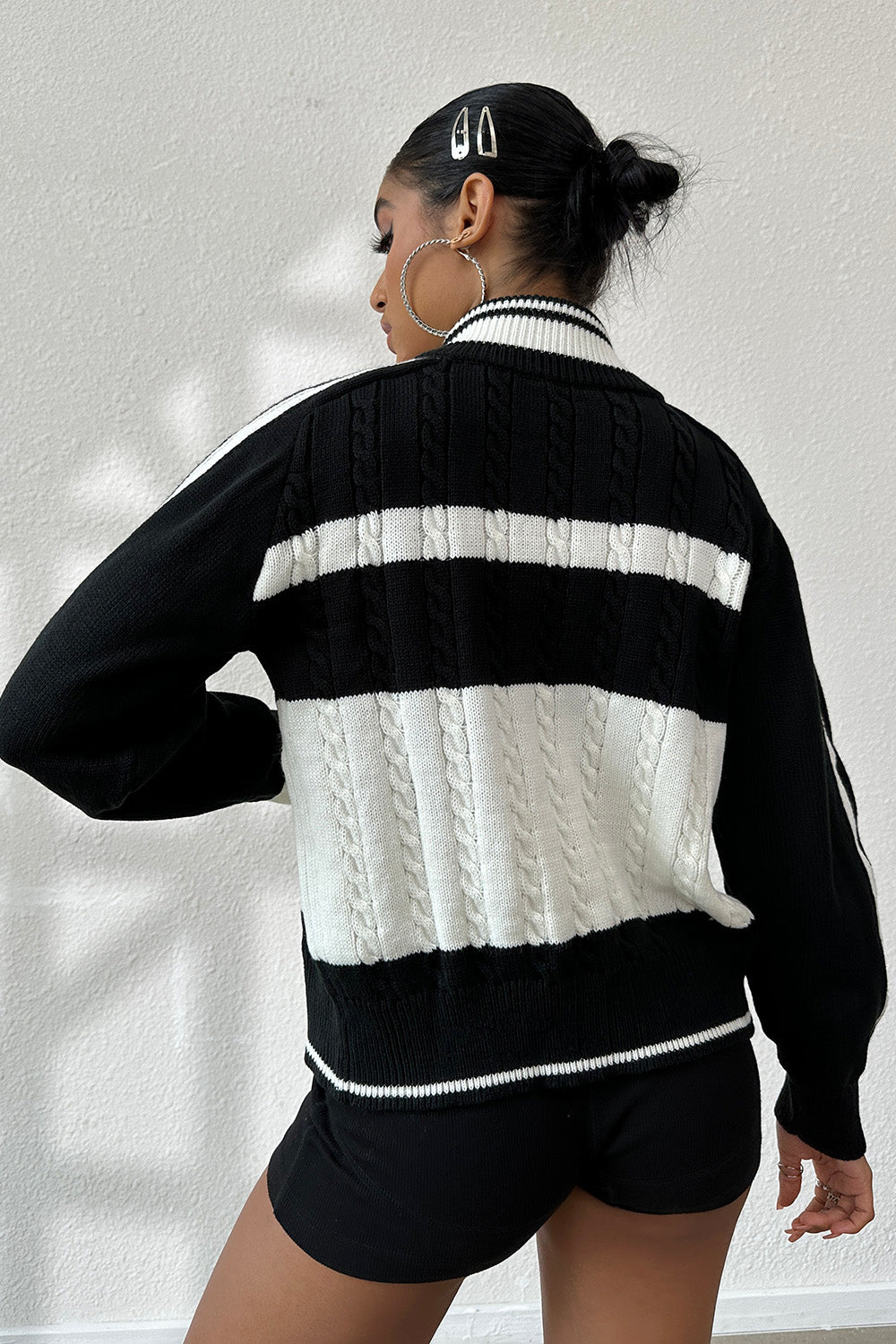 Cable-Knit Raglan Sleeve Cardigan