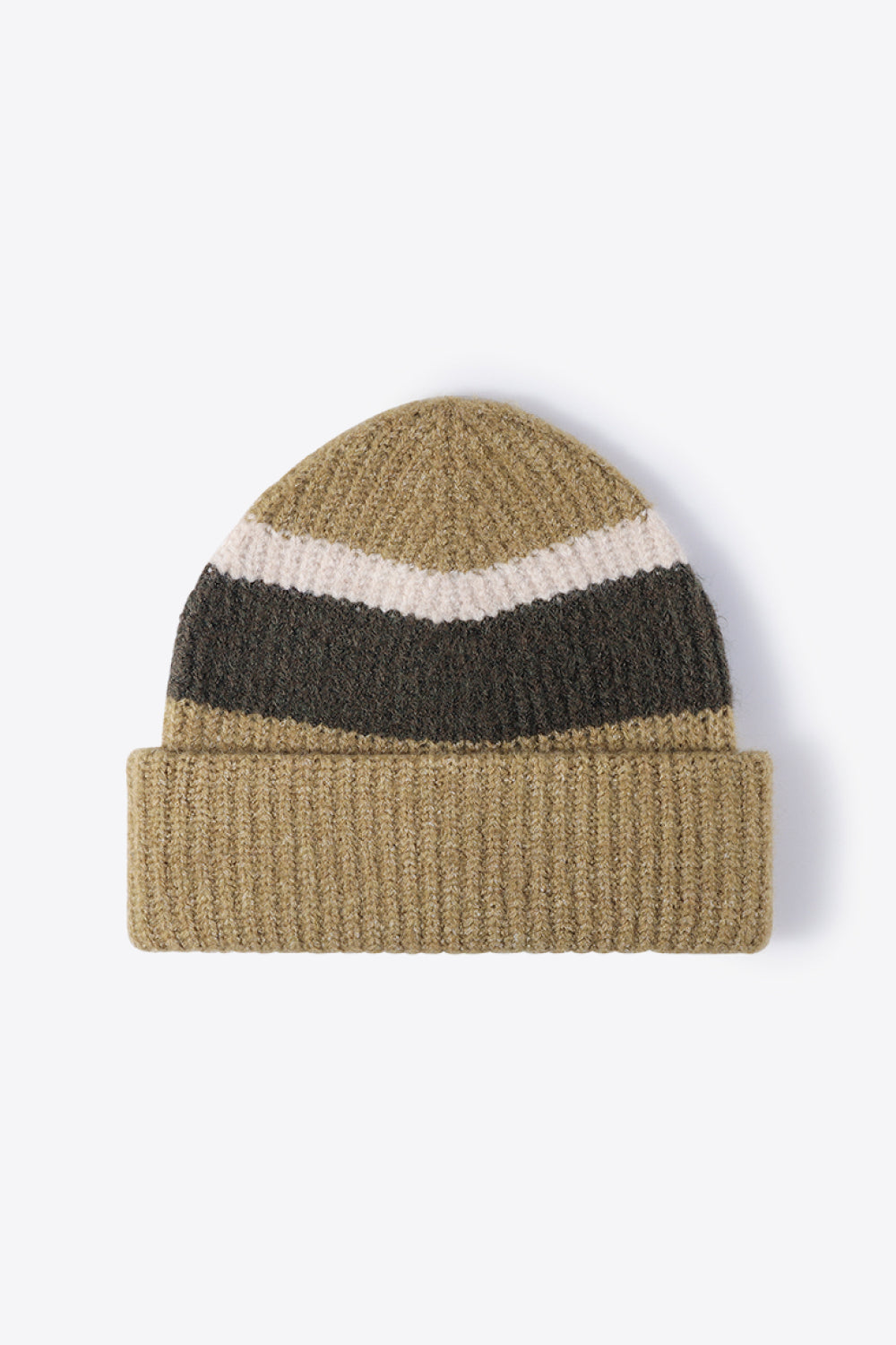 Beanie - Tricolor Rib Knit Cuff