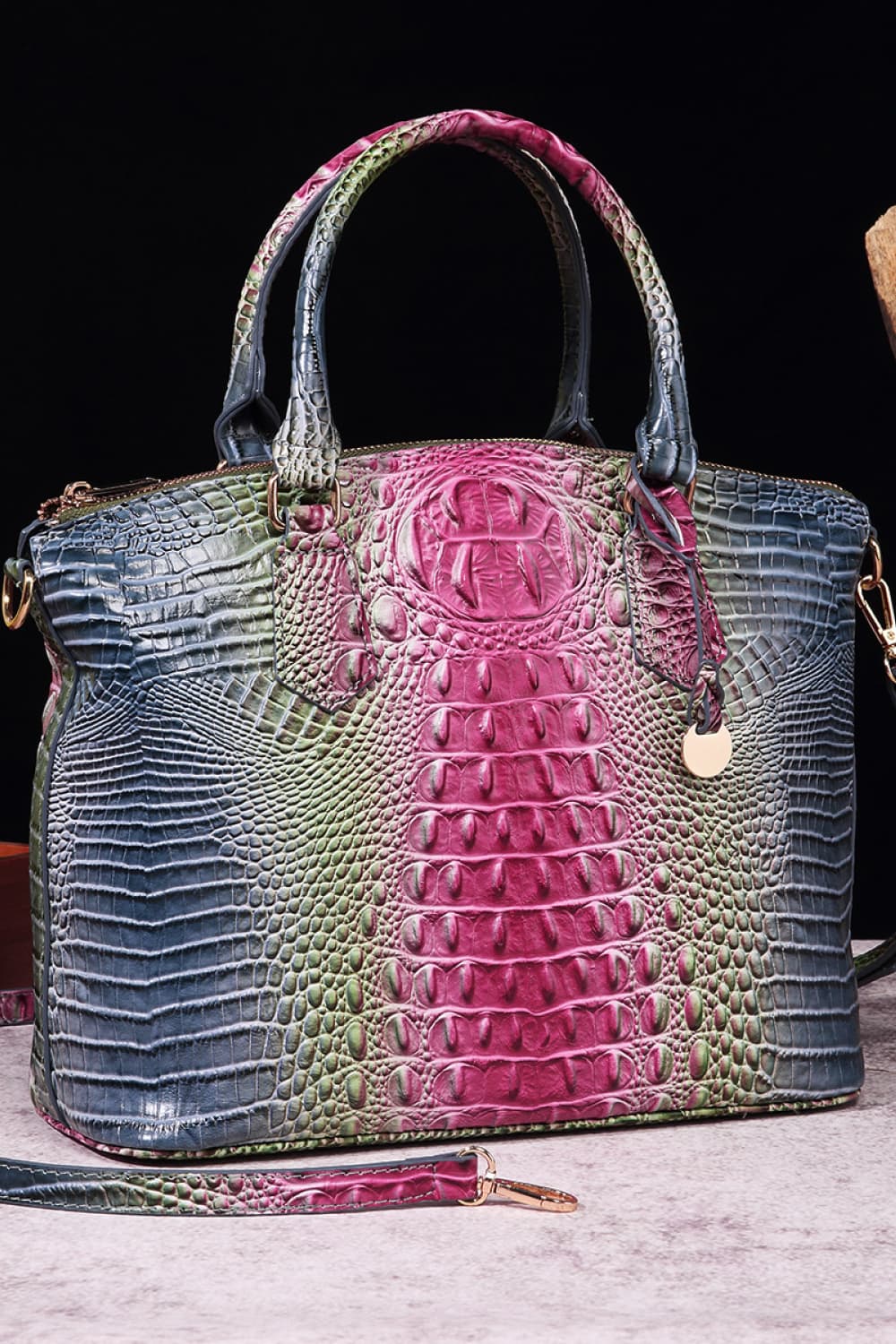 Crocodile Embossed Multi-Gradient Handbag