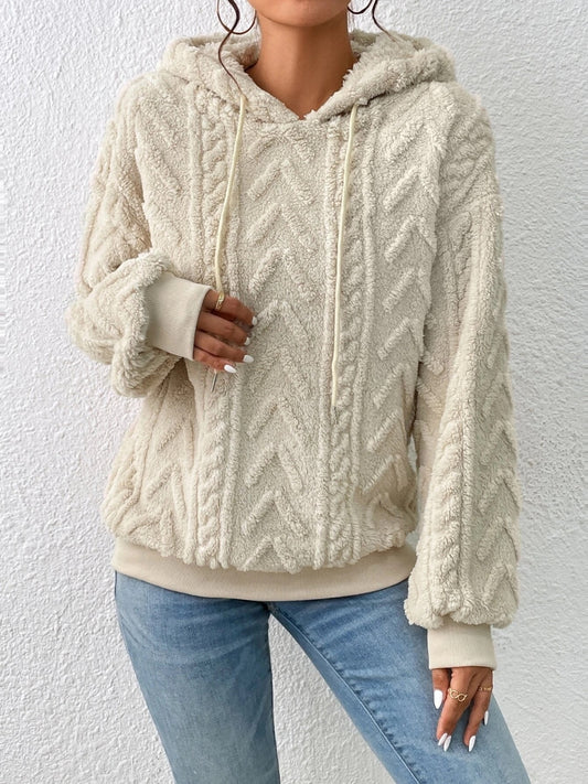 Plush Long Sleeve Textured Hoodie