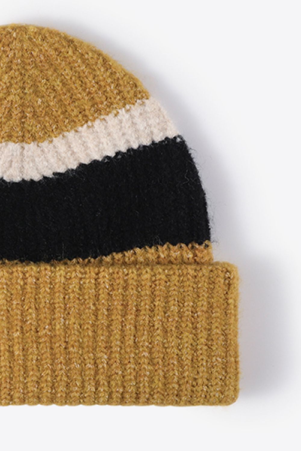 Beanie - Tricolor Rib Knit Cuff