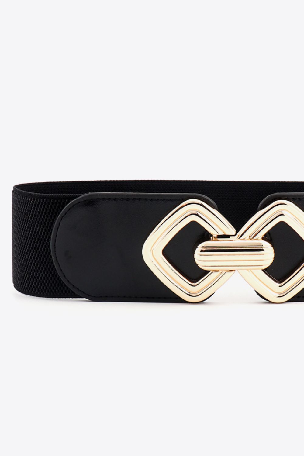 Belt - Wide Elastic w/ Geometric Buckle