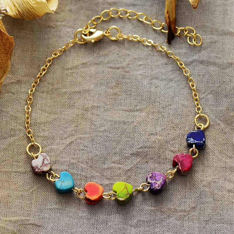 Bracelet - Heart-Shaped Charm Stones