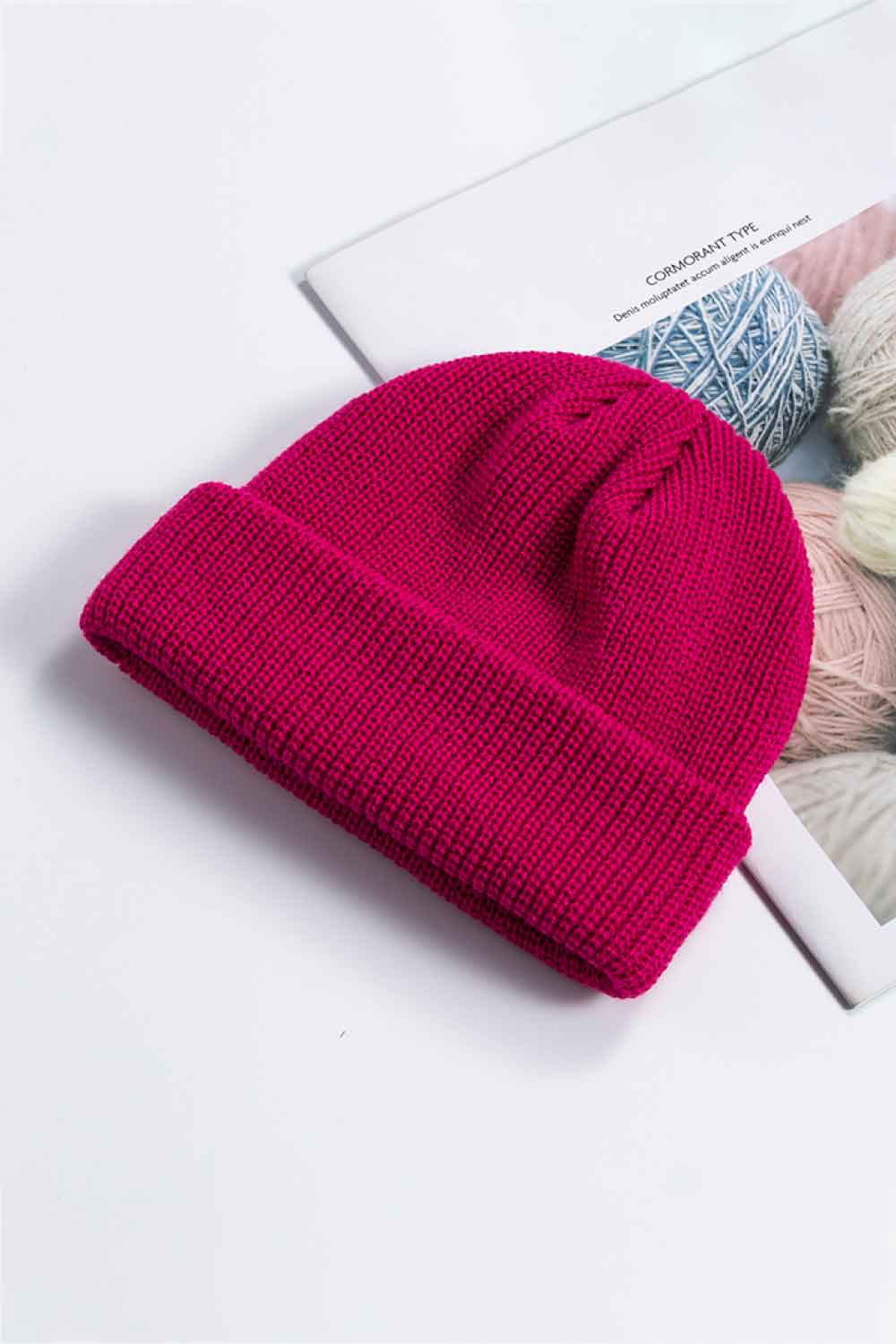 Beanie - Solid Color Rib-Knit Cuff